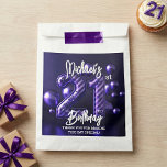 Dark Purple Metallic Balloons 21st Birthday Party Favour Bags<br><div class="desc">Celebrate this major milestone in style with these custom 21st birthday favor bags. The design features a festive arrangement of realistic, deep purple and indigo metallic balloons floating against a dark background, framing a bold "21" with striped detailing. The text "Michael's 21st Birthday" and the thank you message are fully...</div>