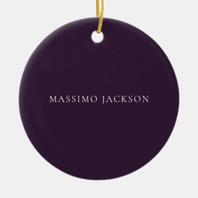 Dark Purple Minimalist Plain Modern  Ceramic Tree Decoration (Front)