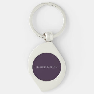 Dark Purple Minimalist Plain Modern  Key Ring
