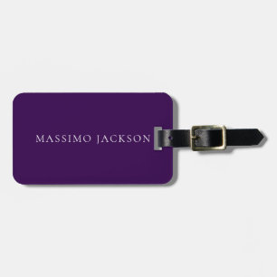 Dark Purple Minimalist Plain Modern  Luggage Tag