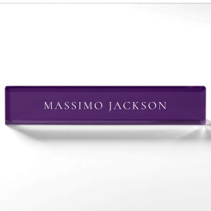 Dark Purple Minimalist Plain Modern Nameplate