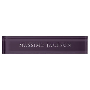Dark Purple Minimalist Plain Modern  Nameplate