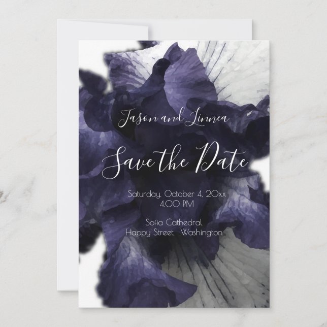 Dark Purple Minimalist Radiant Diaphanous  Modern  Save The Date (Front)