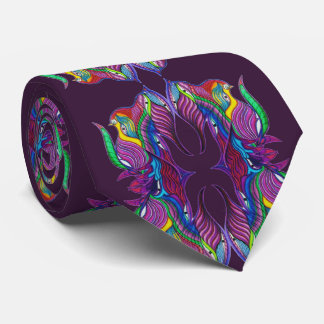 Dark purple modern psychedelic mandala pattern tie