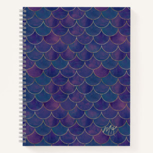 Dark Purple Monogram Mermaid Notebook