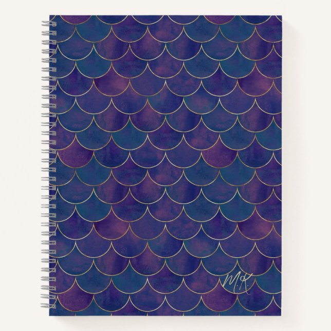 Dark Purple Monogram Mermaid Notebook (Front)