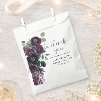 Dark Purple Moody Floral Bridal Shower Favour Bags