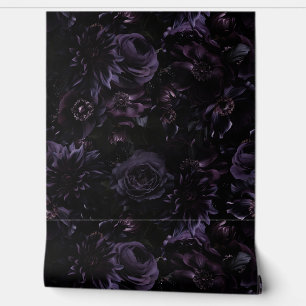 Dark Purple Moody Gothic Peonies Florals Night  Wa Wallpaper