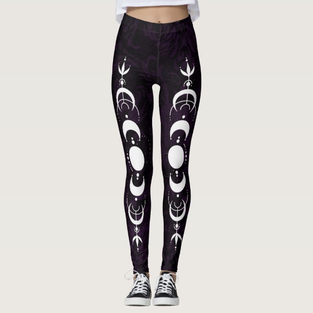 Dark Purple Moon Phase Leggings (Front)