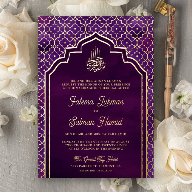 Dark Purple Moroccan Arch Muslim Wedding Gold (Creator Uploaded)
