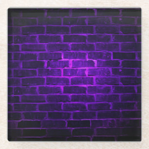DARK PURPLE NEON BRICK WALL LOOK GLASS COASTER
