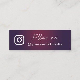 Dark Purple Ombre Follow Social Media QR Code Mini Business Card