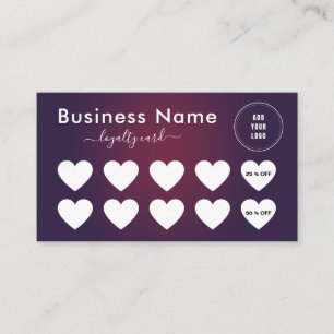 Dark Purple Ombre Minimalist Add Logo Social Media Loyalty Card