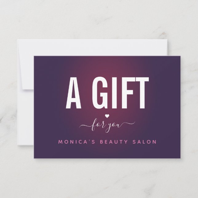 Dark Purple Ombre Romantic Heart Editable Voucher (Front)