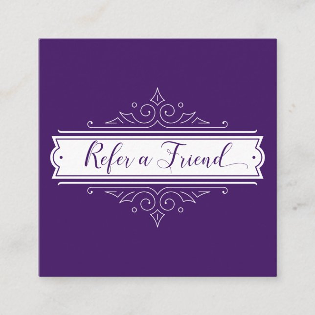 Dark Purple Ornate White Frame Referral Card (Front)
