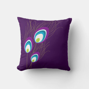 Dark Purple Peacock Feathers Cushion