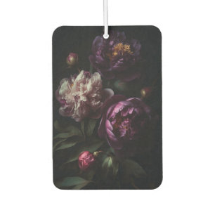 Dark Purple Peonies Flower Bouquet Oil Painting Car Air Freshener