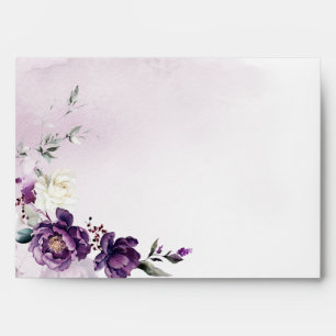 Dark Purple Peonies Wedding Envelopes