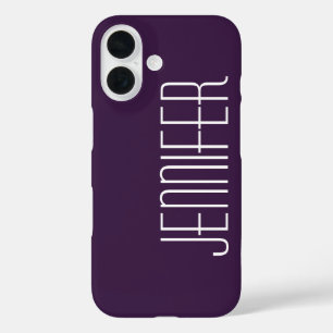 Dark Purple, Personalised Jumbo Custom Name iPhone 16 Case