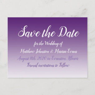 Dark Purple Personalised Save the Date Postcard