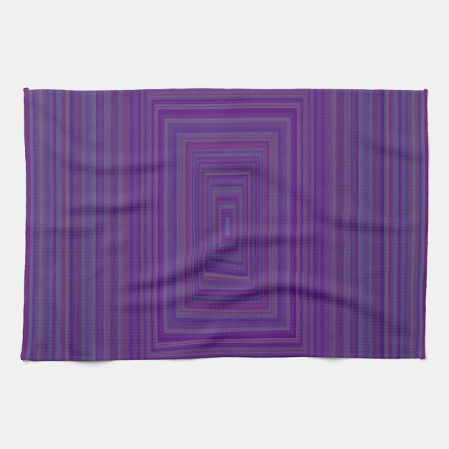 Dark Purple Pink Geometric Rectangles Art Tea Towel (Horizontal)