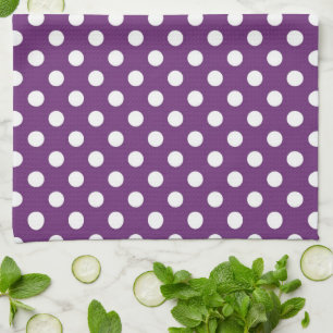 Dark Purple Polka Dots Tea Towel