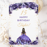 Dark Purple Princess Floral Happy Birthday Card<br><div class="desc">This elegant and glamourous birthday card can be personalised with a name or title such as daughter, granddaughter, niece, friend etc. The design features a beautiful princess with dark hair in a dark purple ball gown. The text combines handwritten script and modern sans serif fonts for a classy and sophisticated...</div>
