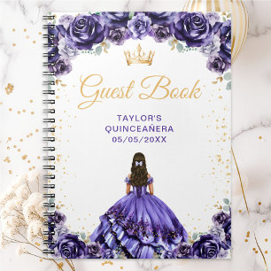 Dark Purple Princess Quinceañera Guest Book