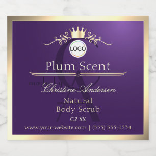 Dark Purple Product Label Gold Frame Logo Monogram