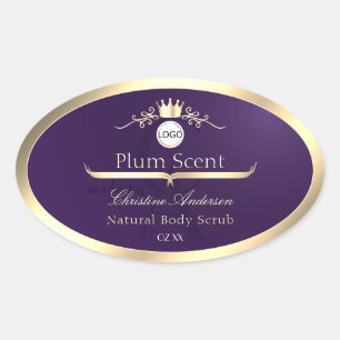 Dark Purple Product Label Gold Frame Logo Monogram
