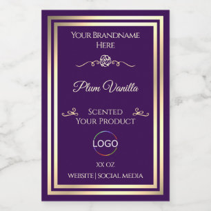 Dark Purple Product Label Gold Frame with Logo