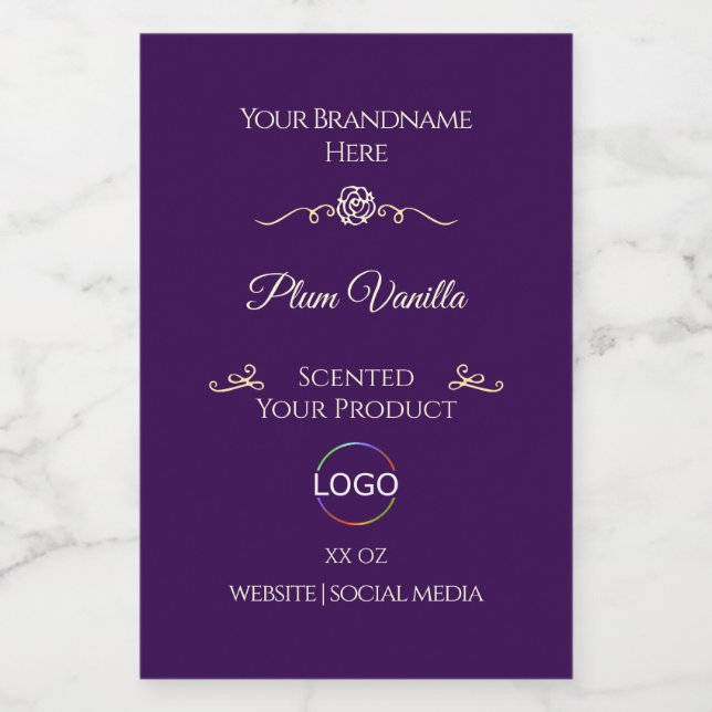 Dark Purple Product Label Gold Frame with Logo (Single Label)