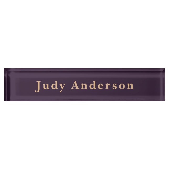 Dark Purple Professional Plain Modern Elegant Nameplate (Front)