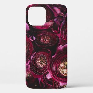 Dark Purple Ranunculus, Blossoming Close-Up. iPhone 12 Case