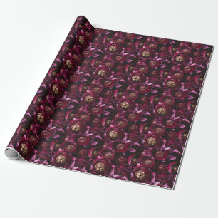 Dark Purple Ranunculus, Blossoming Close-Up. Wrapping Paper