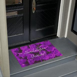 dark purple Rose collage Doormat