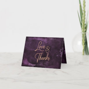 Dark Purple Rose Gold Wedding Photo Thank You