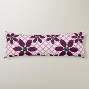 Dark Purple Rose Pattern — Elegant Plum Flora Body Cushion