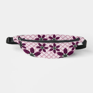 Dark Purple Rose Pattern — Elegant Plum Flora Bum Bags