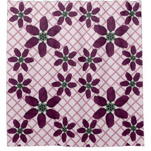 Dark Purple Rose Pattern — Elegant Plum Flora Shower Curtain