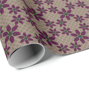Dark Purple Rose Pattern — Elegant Plum Flora Wrapping Paper
