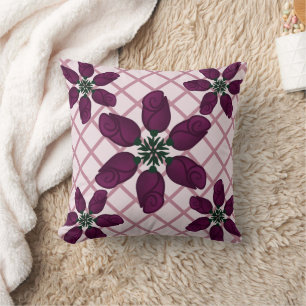 Dark Purple Rose Pattern — Elegant Plum Floral Cushion