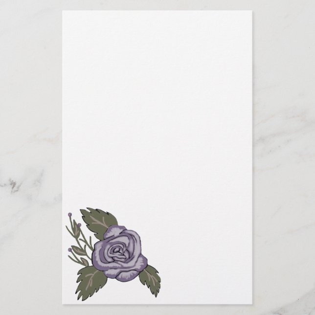 Dark Purple Rose Stationery (Front)
