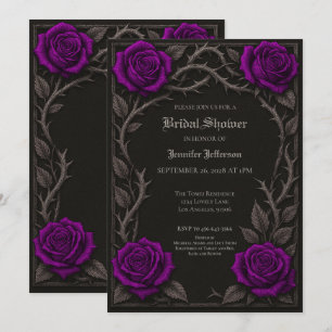 Dark purple roses Gothic Bridal Shower Announcement