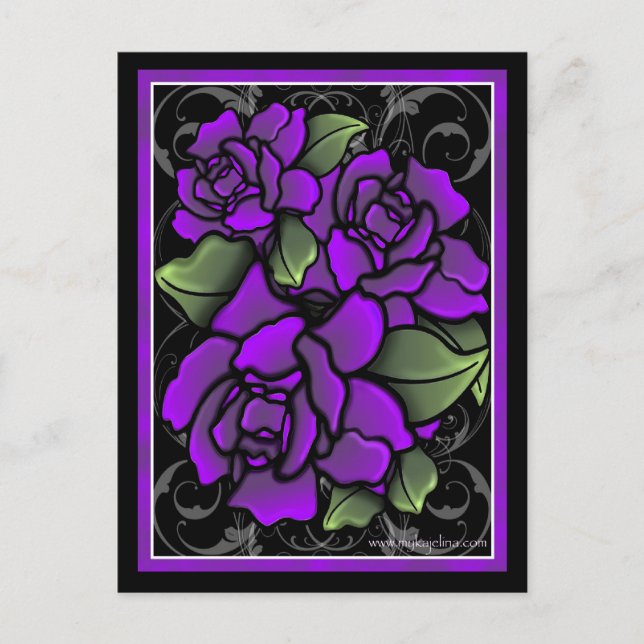 Dark Purple Roses Postcard (Front)