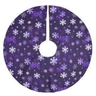 Dark Purple Schnowflakes Brushed Polyester Tree Skirt