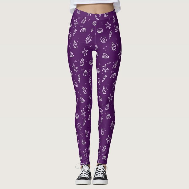 Dark Purple Seashell Leggings (Front)