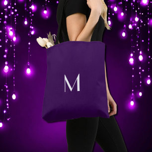 dark purple solid colour - add monogram tote bag