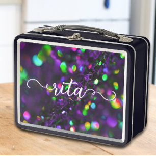 Dark Purple Sparkling Metal Lunch Box