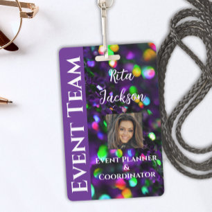 Dark Purple Sparkling Photo ID Badge